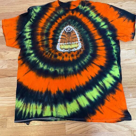 handmade tie dyed unisex tshirt candy corn halloween 3XL - Picture 2 of 6